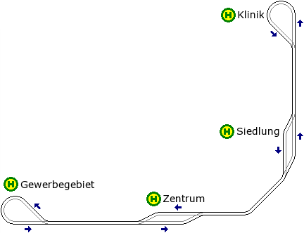 linienf&ouml;rmige Trambahnlinie
