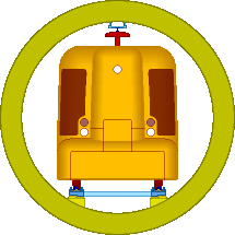 Podcar im Tunnel, Querschnitt